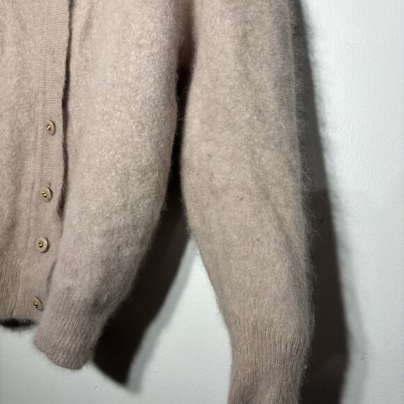 RARE BELLDINI Fluffy Fuzzy Vintage Angora Light Pink Cardigan Sweater Sz M Flaw - Picture 5 of 14